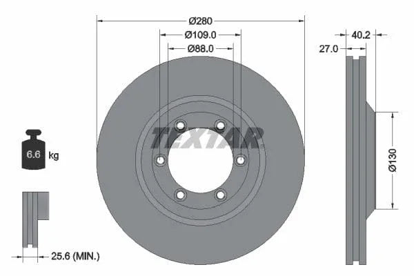 Textar Front Coated Brake Disc Pro Vented 92174803 280mm - image 3