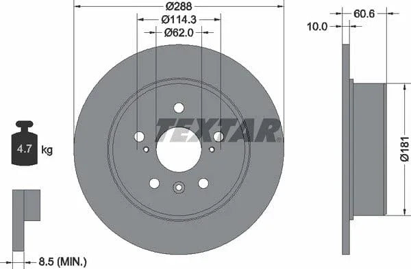 Textar Rear Brake Disc Pro Solid 92174903 288mm - image 4