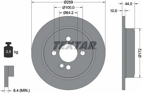 Textar Rear Brake Disc Pro Solid 92175003 259mm - image 4