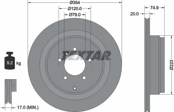 Textar Rear Brake Disc Pro Vented 92175503 354mm - image 4