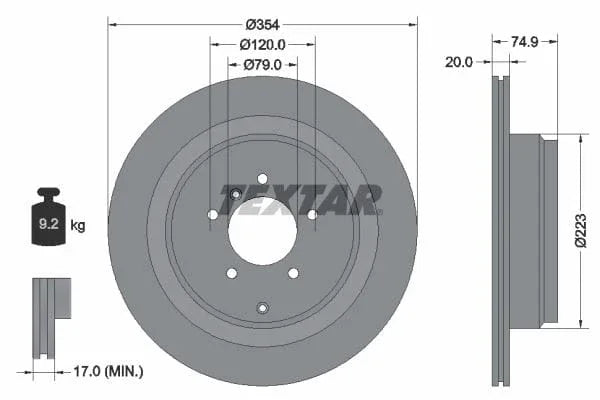 Textar Rear Brake Disc Pro Vented 92175503 354mm - image 3