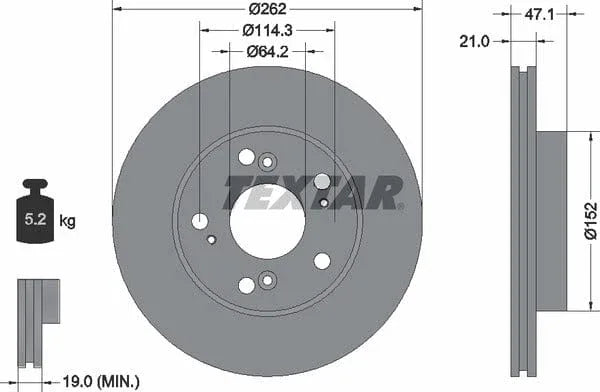 Textar Front Coated Brake Disc Pro Vented 92175803 262mm - image 4