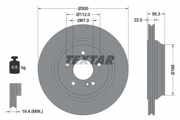 Textar Rear Brake Disc Pro Vented 92176303 300mm - image 3