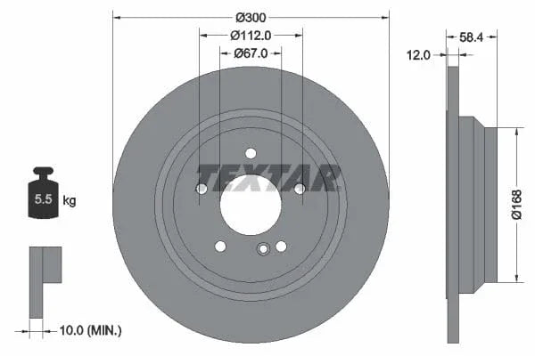 Textar Rear Brake Disc Pro Solid 92176503 300mm - image 3