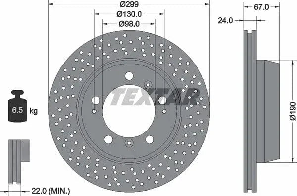 Textar Rear Brake Disc Pro+ Perforated Vented 92176705 299mm - image 4