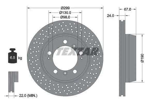 Textar Rear Brake Disc Pro+ Perforated Vented 92176705 299mm - image 3