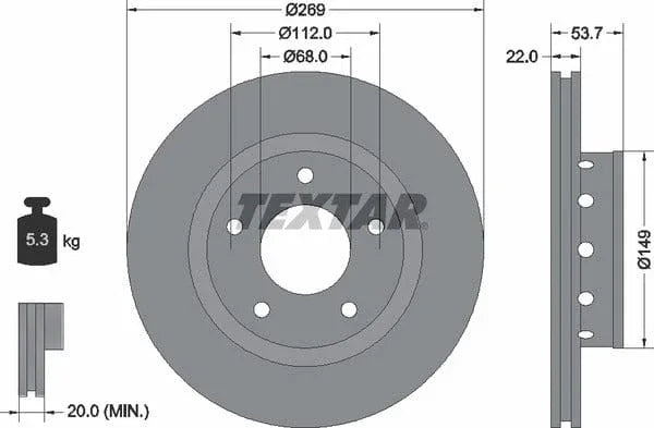 Textar Rear Brake Disc Pro Vented 92176803 269mm - image 4