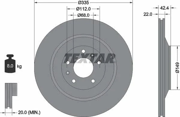 Textar Rear Brake Disc Pro+ Vented 92177005 335mm - image 4