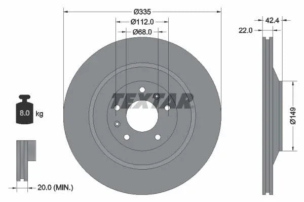 Textar Rear Brake Disc Pro+ Vented 92177005 335mm - image 3