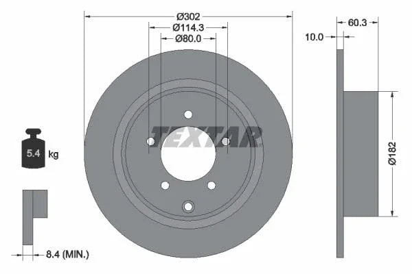 Textar Rear Brake Disc Pro Solid 92177303 302mm - image 3