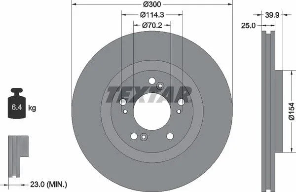Textar Front Coated Brake Disc Pro Vented 92177803 300mm - image 4