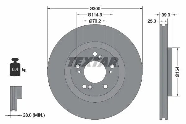 Textar Front Coated Brake Disc Pro Vented 92177803 300mm - image 3