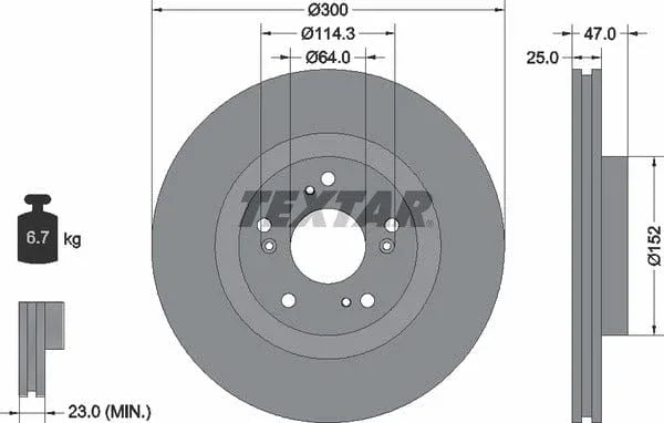 Textar Front Coated Brake Disc Pro Vented 92177903 300mm - image 4