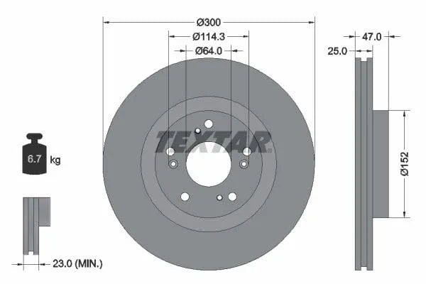 Textar Front Coated Brake Disc Pro Vented 92177903 300mm - image 3