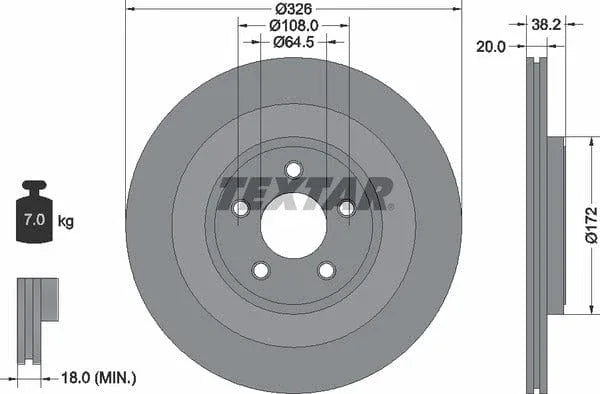 Textar Rear Brake Disc Pro+ Vented 92178005 326mm - image 4
