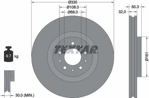 Textar Front Coated Brake Disc Pro Vented 92178103 330mm - image 4