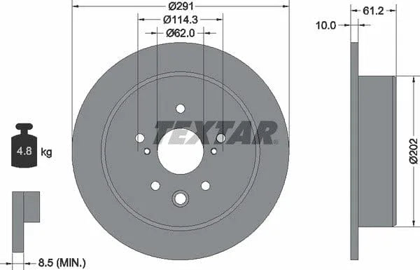 Textar Rear Brake Disc Pro Solid 92179803 291mm - image 4