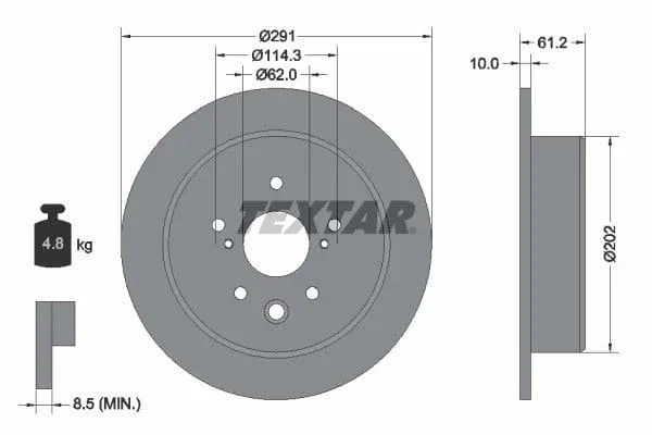 Textar Rear Brake Disc Pro Solid 92179803 291mm - image 3