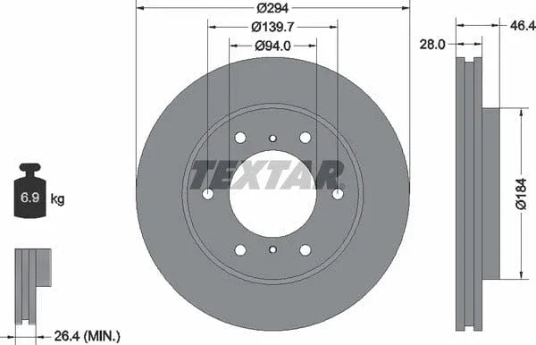 Textar Front Coated Brake Disc Pro Vented 92180203 294mm - image 4