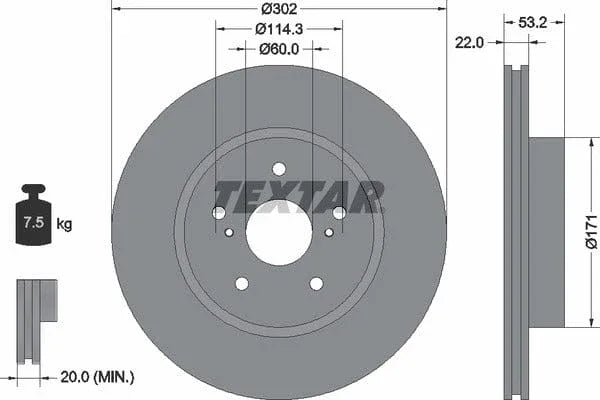 Textar Front Coated Brake Disc Pro Vented 92180403 302mm - image 4