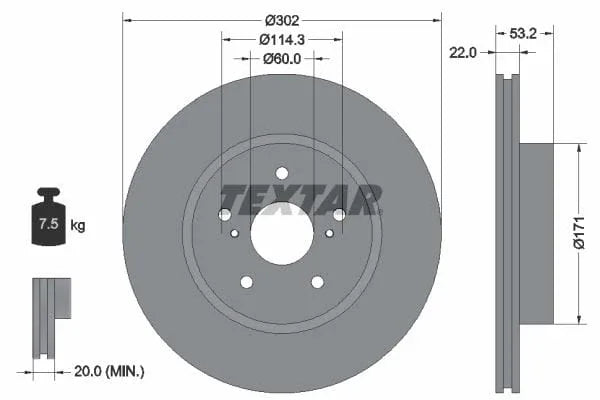 Textar Front Coated Brake Disc Pro Vented 92180403 302mm - image 3