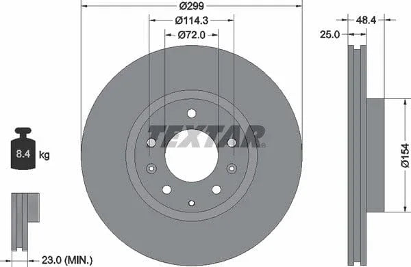 Textar Front Coated Brake Disc Pro Vented 92180703 299mm - image 4