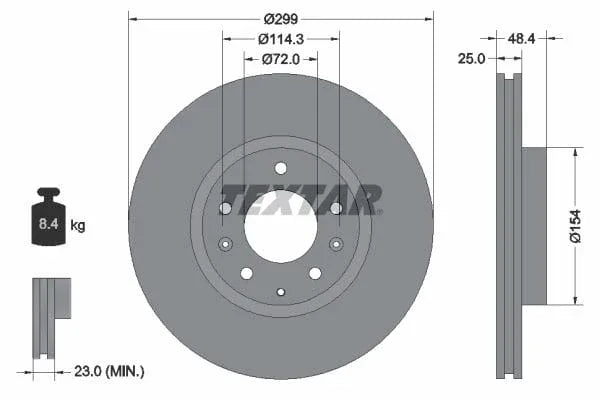 Textar Front Coated Brake Disc Pro Vented 92180703 299mm - image 3