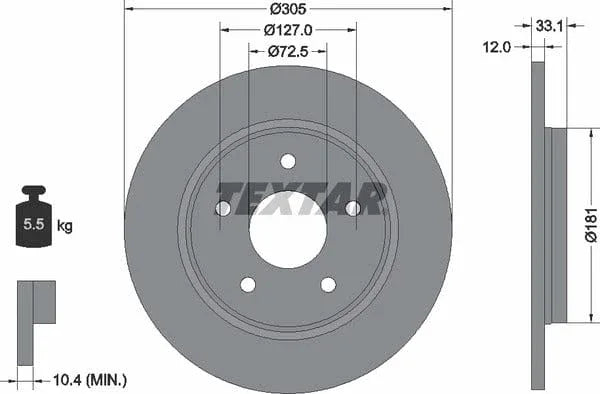 Textar Rear Brake Disc Pro+ Solid 92181005 305mm - image 4