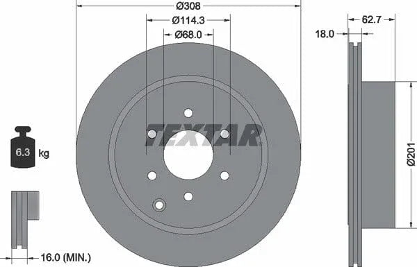 Textar Rear Brake Disc Pro Vented 92181603 308mm - image 4