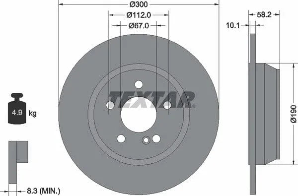Textar Rear Brake Disc Pro Solid 92182003 300mm - image 4