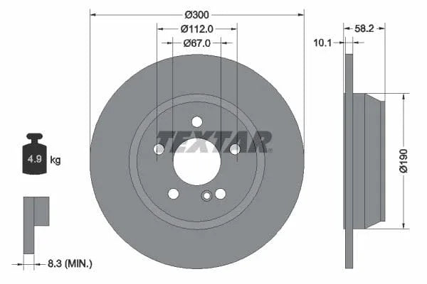 Textar Rear Brake Disc Pro Solid 92182003 300mm - image 3