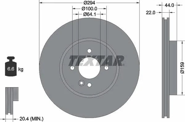 Textar Front Coated High-Carbon Brake Disc Pro+ Vented 92183505 294mm - image 4