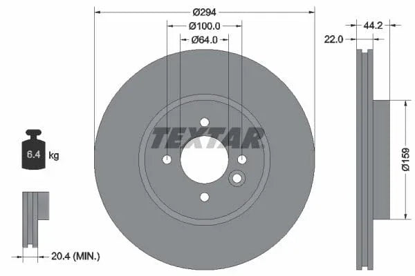 Textar Front Coated Brake Disc Pro Vented 92183603 294mm - image 3