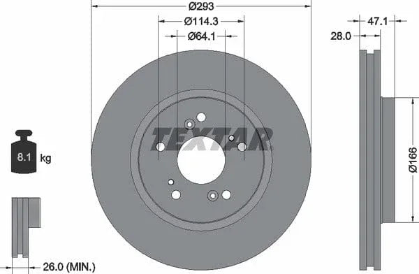 Textar Front Coated Brake Disc Pro Vented 92184803 293mm - image 4