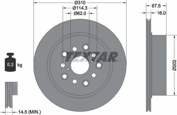 Textar Rear Brake Disc Pro Vented 92185703 310mm - image 4