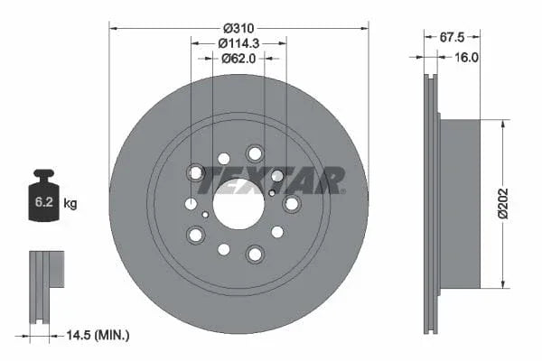Textar Rear Brake Disc Pro Vented 92185703 310mm - image 3