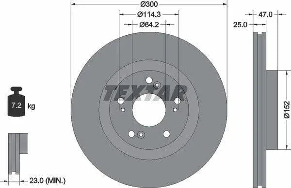 Textar Front Coated Brake Disc Pro Vented 92186503 300mm - image 4