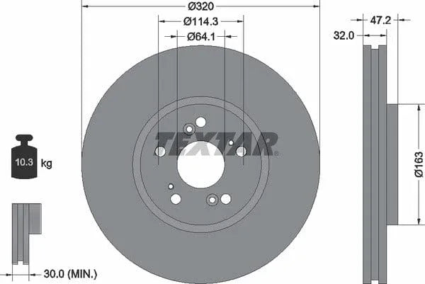 Textar Front Brake Disc Vented 92194900 320mm - image 4