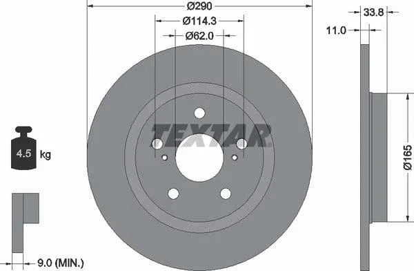 Textar Rear Brake Disc Solid 92195200 290mm - image 4
