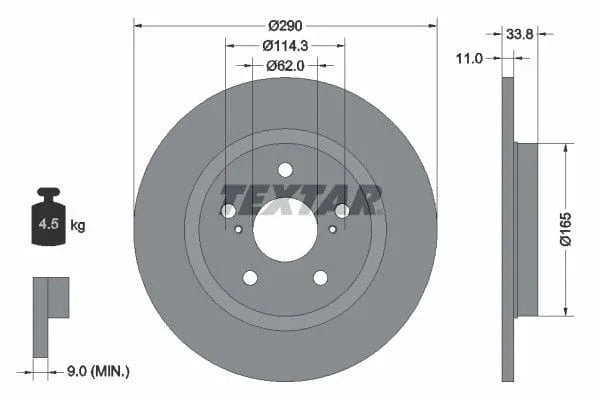 Textar Rear Brake Disc Solid 92195200 290mm - image 3