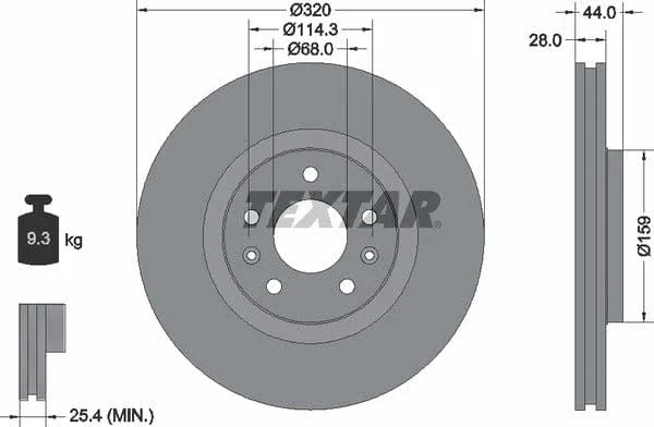 Textar Front Coated Brake Disc Pro Vented 92195403 320mm - image 4