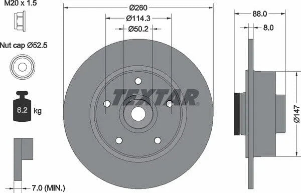 Textar Rear Brake Disc Pro Solid 92196003 260mm - image 4