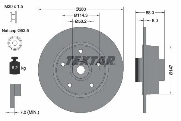 Textar Rear Brake Disc Pro Solid 92196003 260mm - image 3
