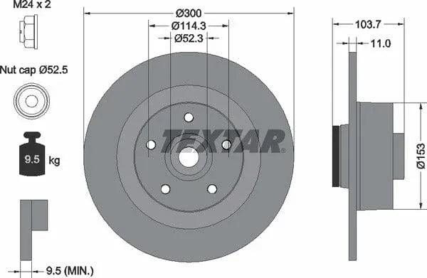 Textar Rear Brake Disc Pro Solid 92196103 300mm - image 4