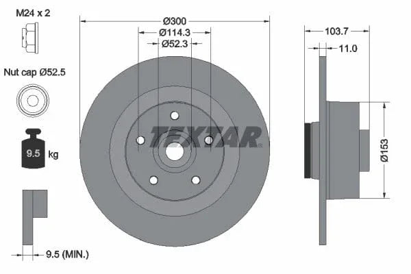 Textar Rear Brake Disc Pro Solid 92196103 300mm - image 3