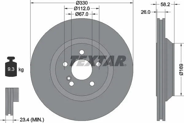 Textar Rear Brake Disc Pro Vented 92197903 330mm - image 4