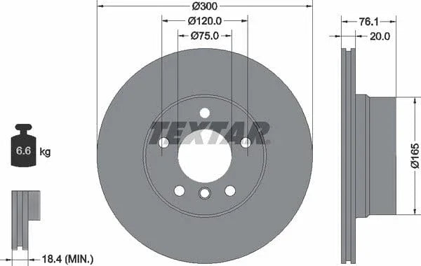 Textar Rear Brake Disc Pro Vented 92199503 300mm - image 4