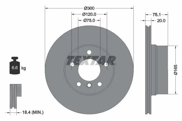 Textar Rear Brake Disc Pro Vented 92199503 300mm - image 3