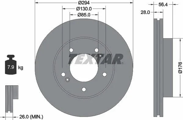 Textar Front Coated Brake Disc Pro Vented 92203203 294mm - image 4
