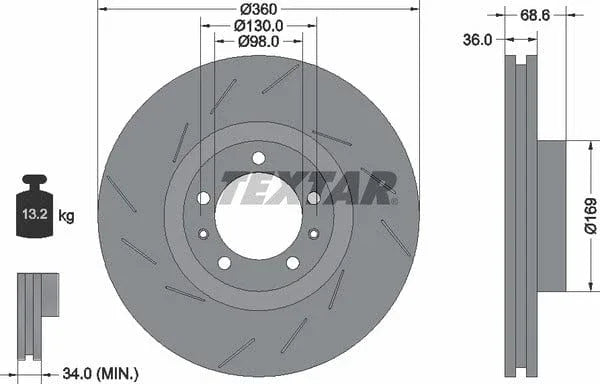 Textar Front Coated High-Carbon Brake Disc Pro+ Vented 92214007 360mm - image 4